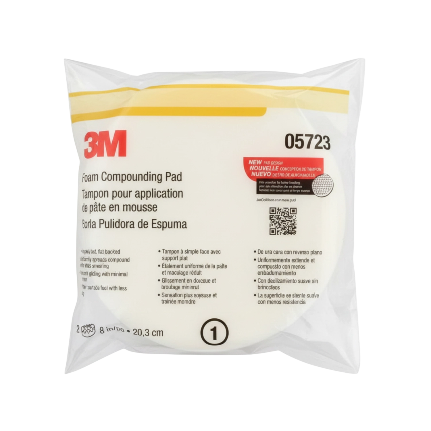 3M BORLA DE ESPONJA PARA PULIR BLANCA 8PULG 05723
