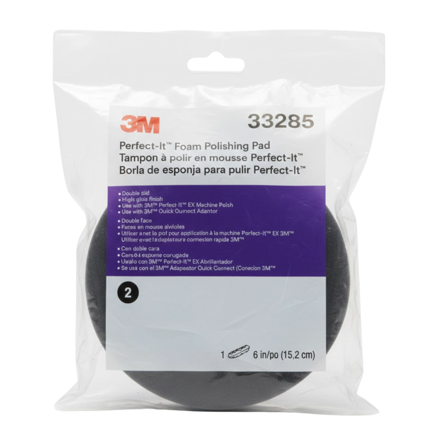 3M BORLA PERFECT IT DE ESPONJA GRIS PARA ABRILLANTAR 6PULG 33285