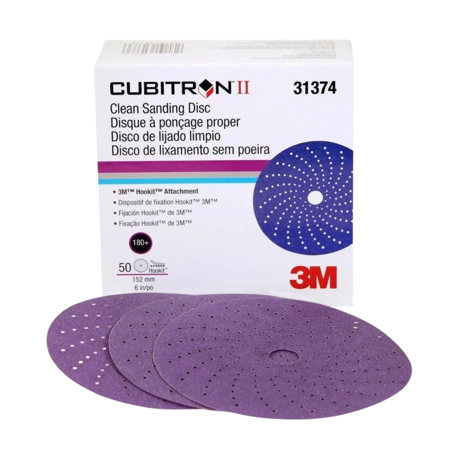3M CUBITRON II HOOKIT DISCO ABRASIVO CLEAN SANDING 737U, 6″, GRANO 180 31374